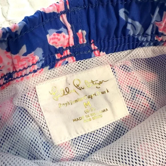LILLY PULITZER Boys Size Medium Borealis Blue Swim On Over Swim Shorts Trunks